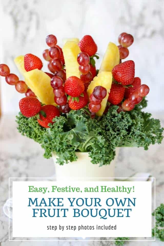 Pin for how to make a fruit bouquet