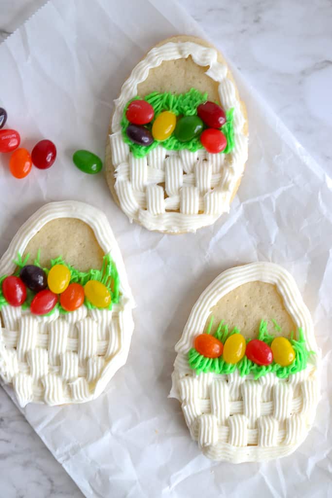 Easter Cookies in the shape of Easter Basket