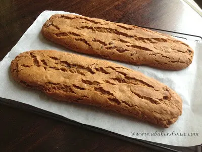 Baked logs of hermit bars similar to biscotti method