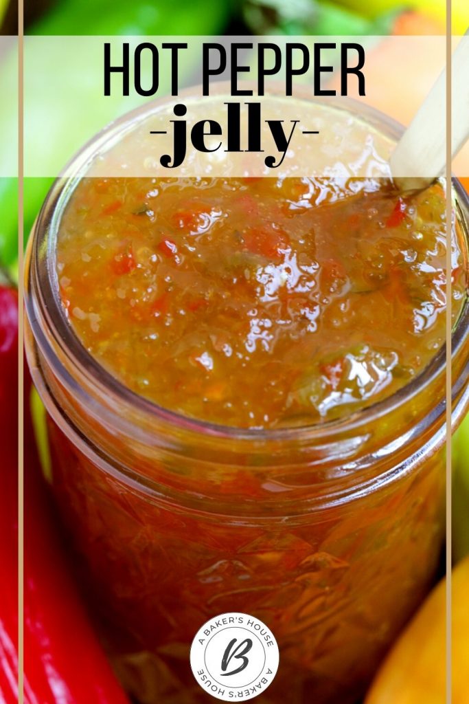 close up of jalapeno jelly with text title overlay