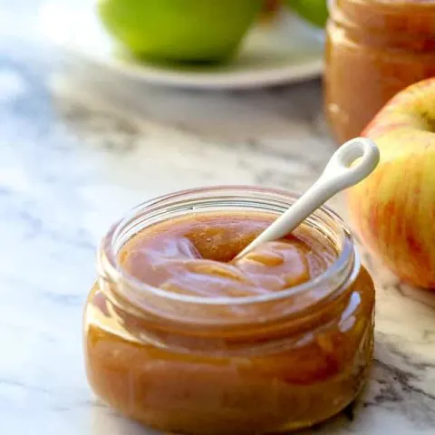 Crock pot apple butter in jars