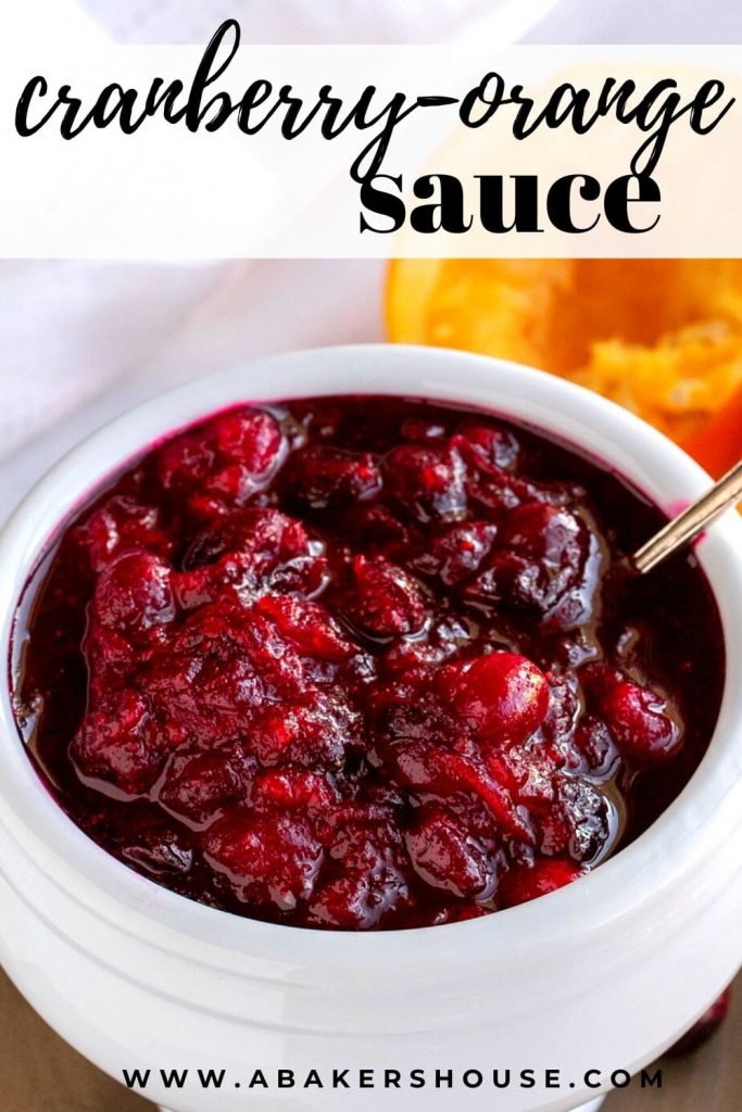 cranberry sauce in whtie bowl with oranges