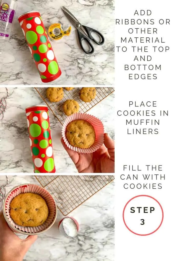 Step 3 for turning Pringles can into cookie container