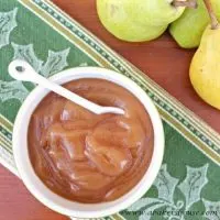 Bowl and spoon of pear butter