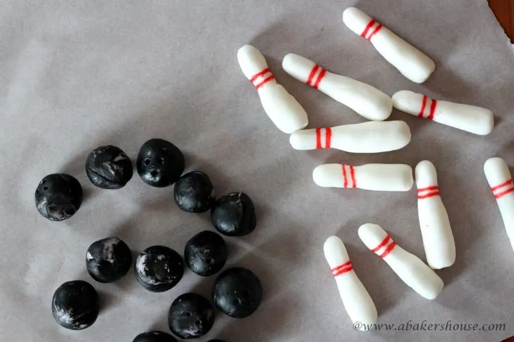 fondant bowling pins and balls