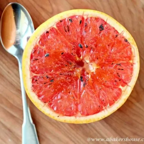 Overhead photo of grapefruit brulee