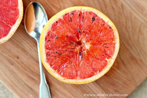 Overhead photo of grapefruit brulee