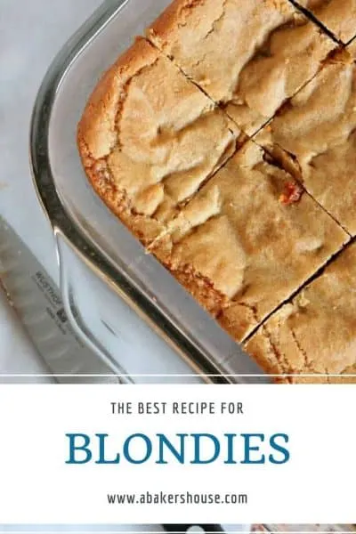 Pinterest image with text for Butterscotch blondies recipe