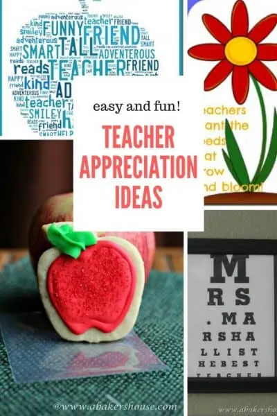 Four ideas for Teacher Appreciation day in collage with text overlay