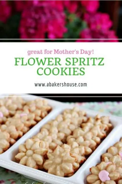 Platter of flower cookies with a text title overlay