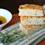 Stack of three pieces of focaccia