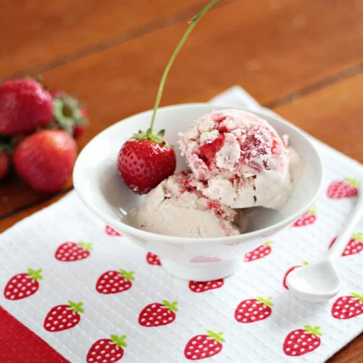 bowl of roasted strawberry ice cream