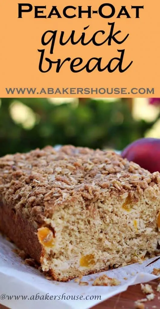 loaf of peach oat quick bread