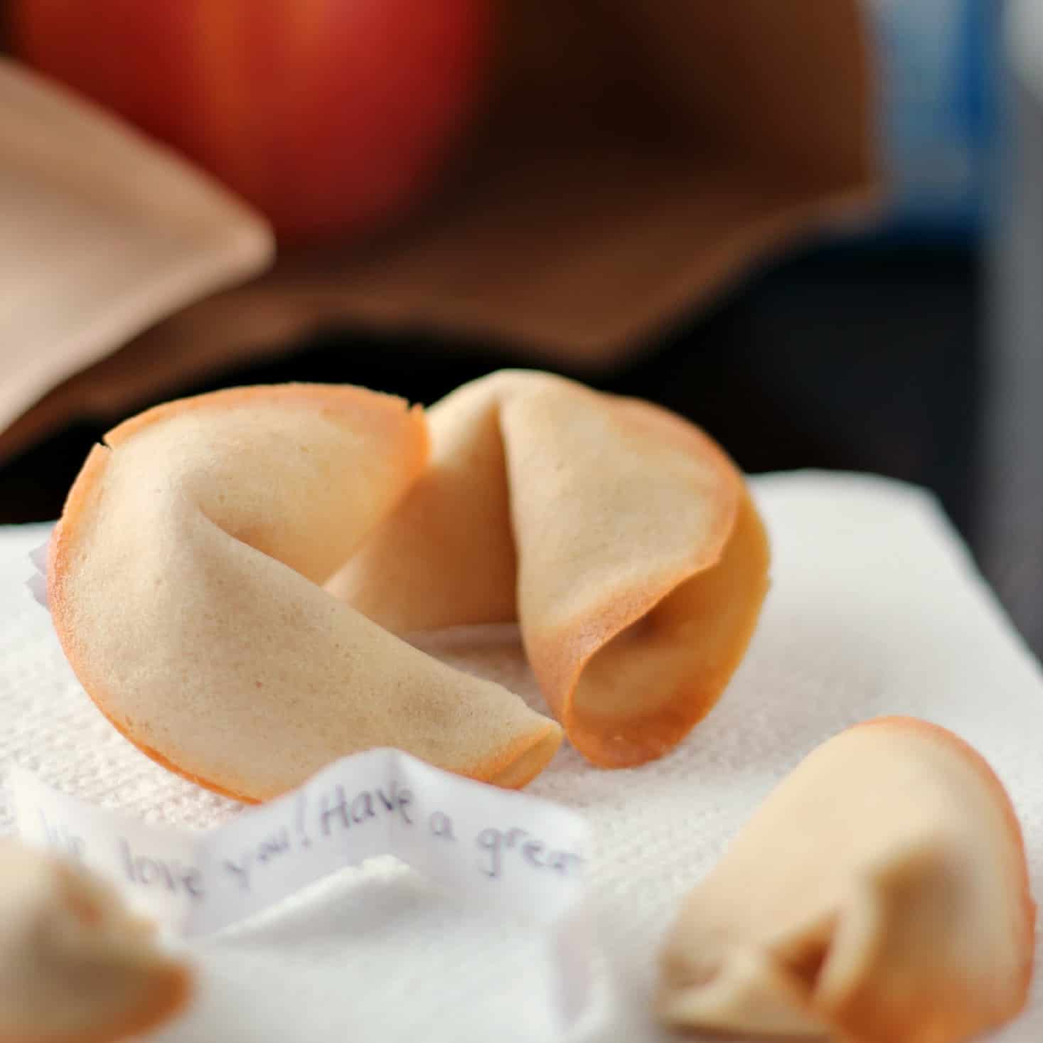 Homemade fortune cookies with personalized messages