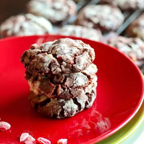 Chocolate Peppermint Crinkle Cookies