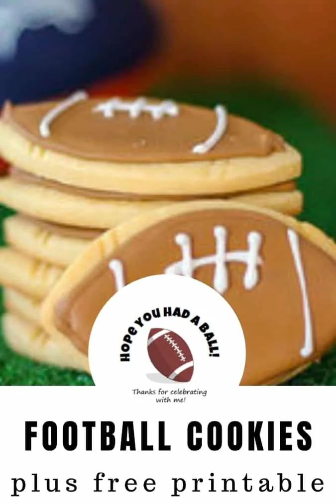 Pinterest photoof decorated football sugar cookies and free printable