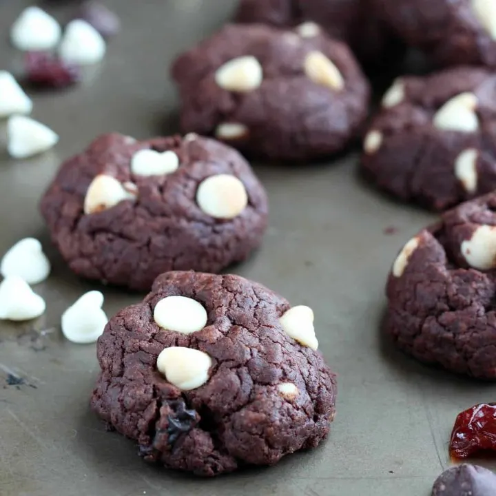 Double Chocolate Chip Cookeis with dried cherries