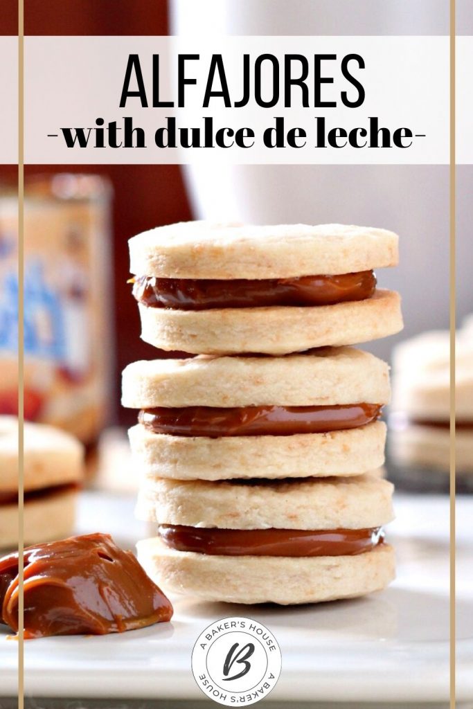 stack of three alfajores caramel sandwich cookies