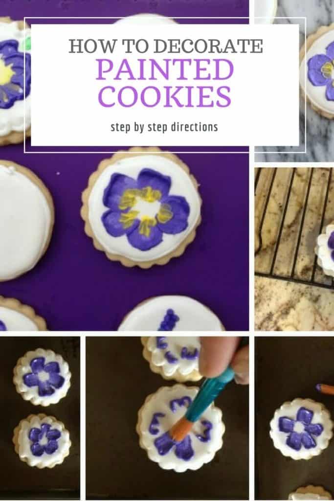 Step by step for painted cookies with flowers