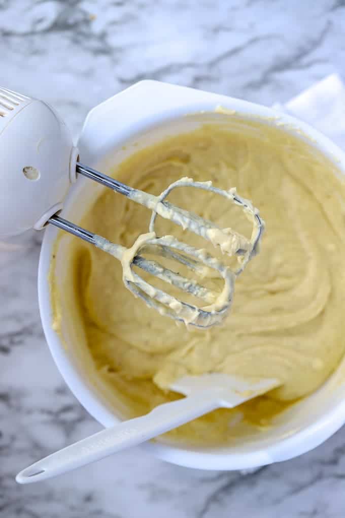 Wet ingredients mixed for gluten free cherry quick bread