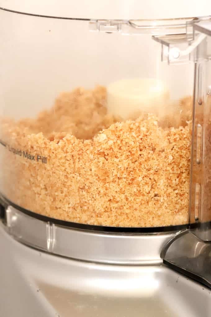 Pulsed cookie crumbs and melted butter in food processor