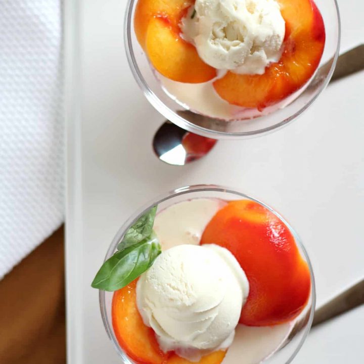 Poached Peaches with Basil