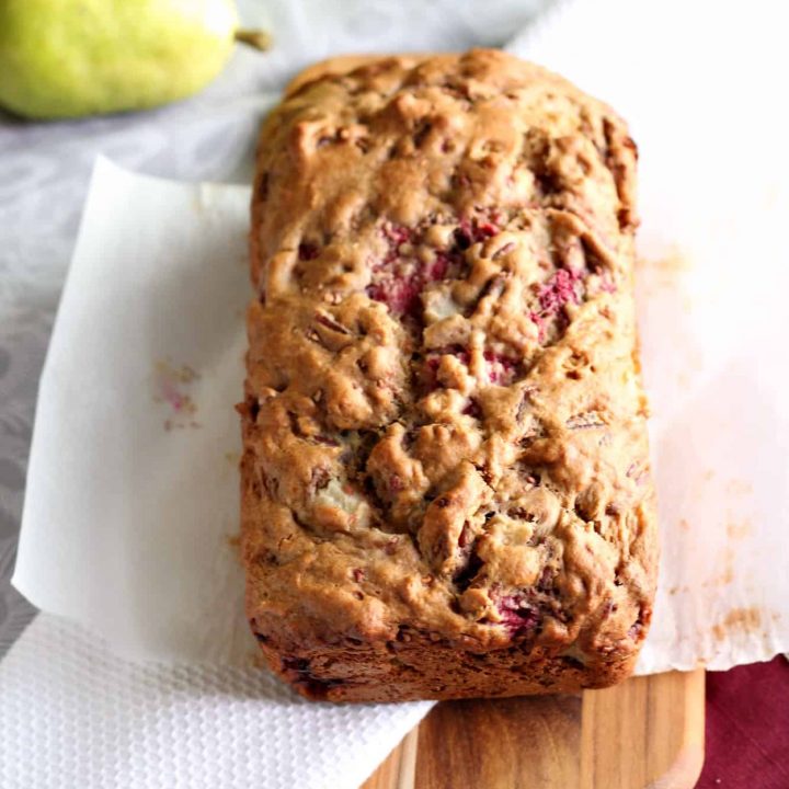 This recipe is loaded with pears, pecans, and raspberries.