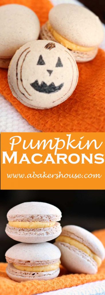 Pumpkin Macarons with Jack o Lantern Faces