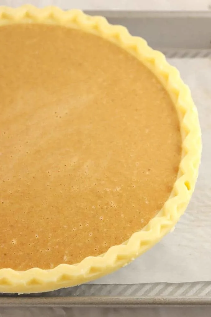 Filled unbaked gluten free store bought crust for gluten free pumpkin pie