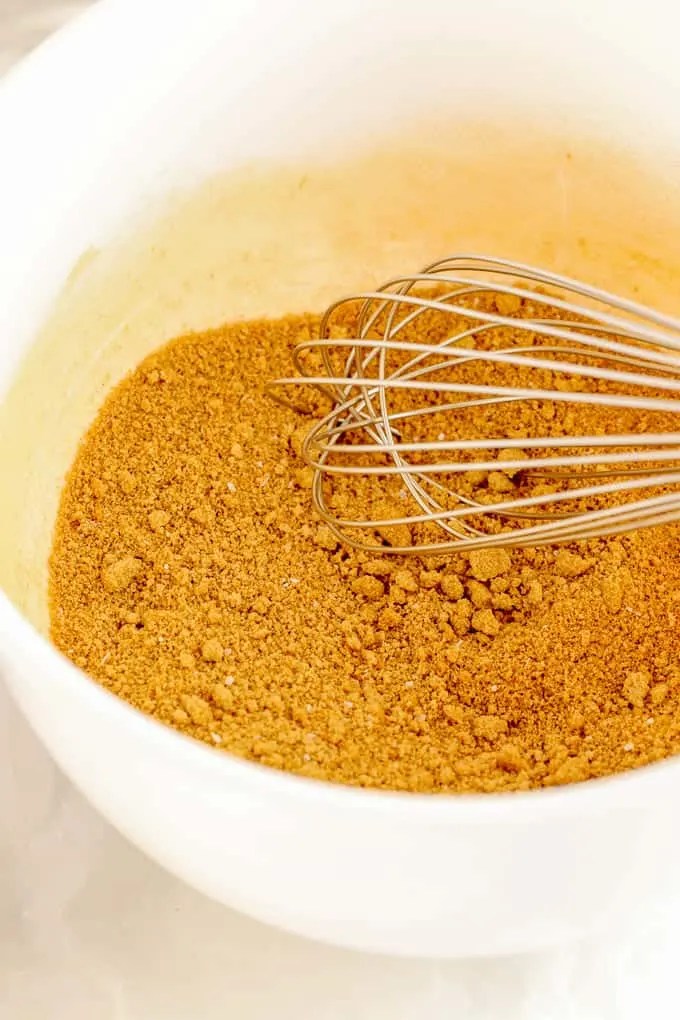 Brown sugar, spices and salt for gluten free pumpkin pie filling