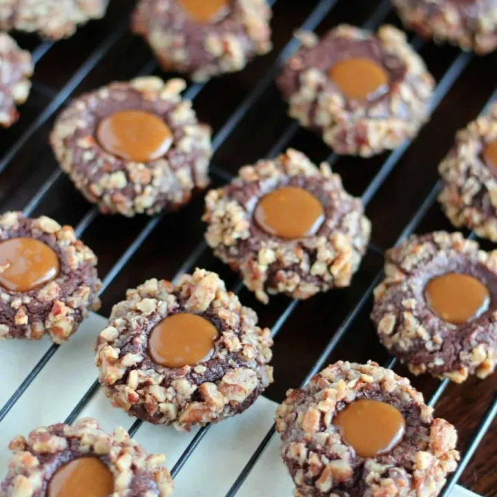 Chocolate Caramel Thumprint Cookies