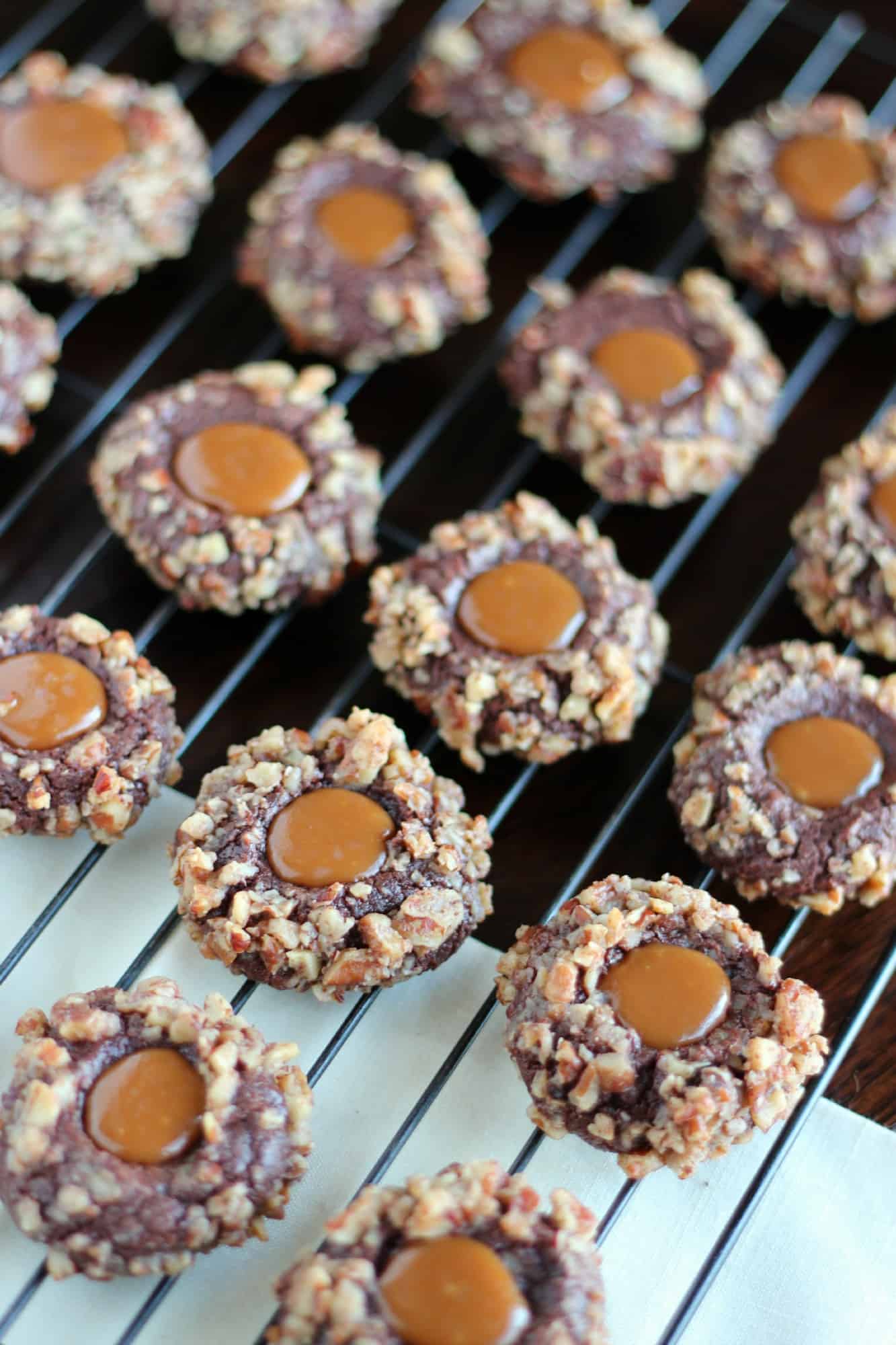 Chocolate Caramel Thumbprint Cookies | A Baker's House