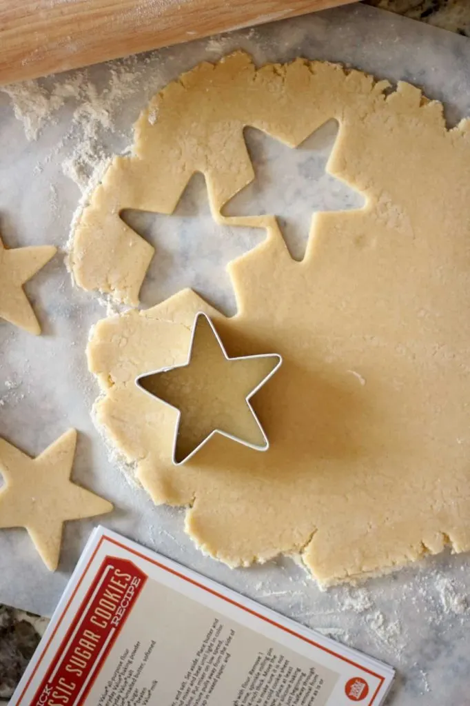 sugar cookie dough with star cut outs