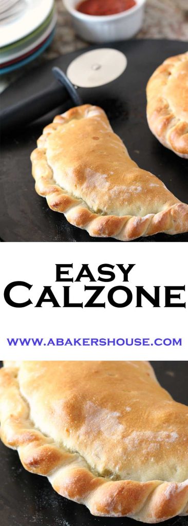 Homemade calzone with sauce and cheese fillings