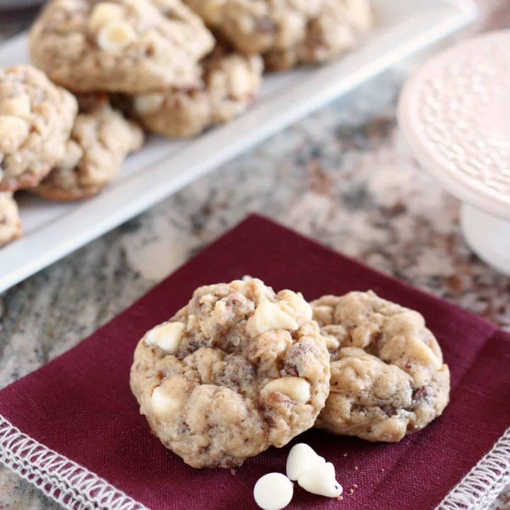 Oatmeal Cookies with White Chocolate Chips and Toffee Bits