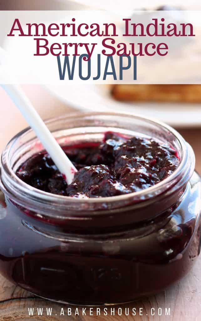 wojapi american indian berry sauce in a small mason jar with white spoon