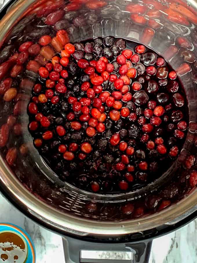 Berries after three hours in crock pot for wojapi