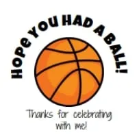 Square image of Basketball party favor sticker label