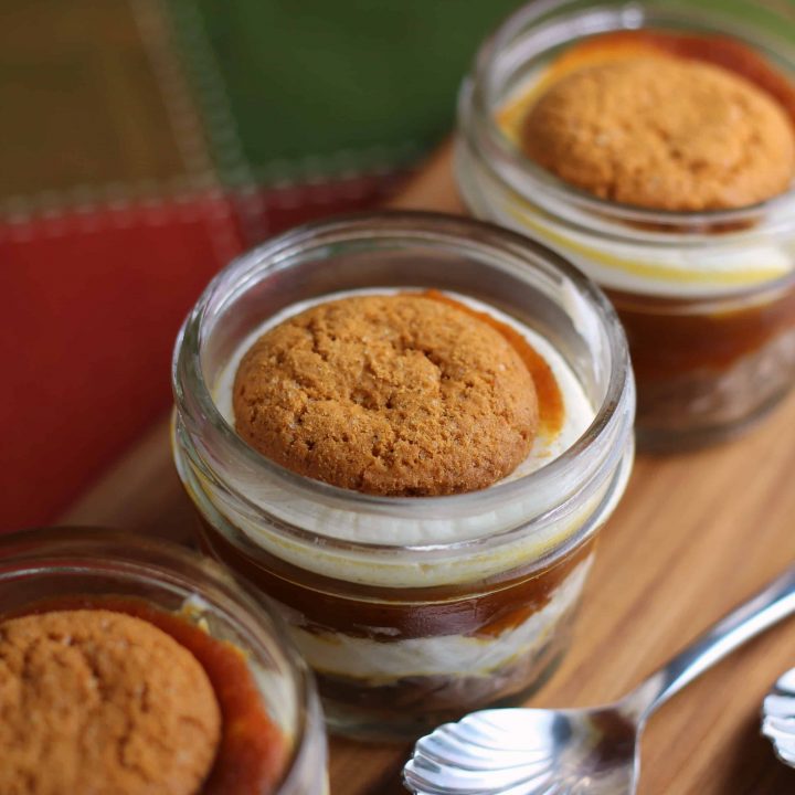 pumpkin snap ice box cake in mason jar