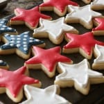 red, white and blue cookies make a flag