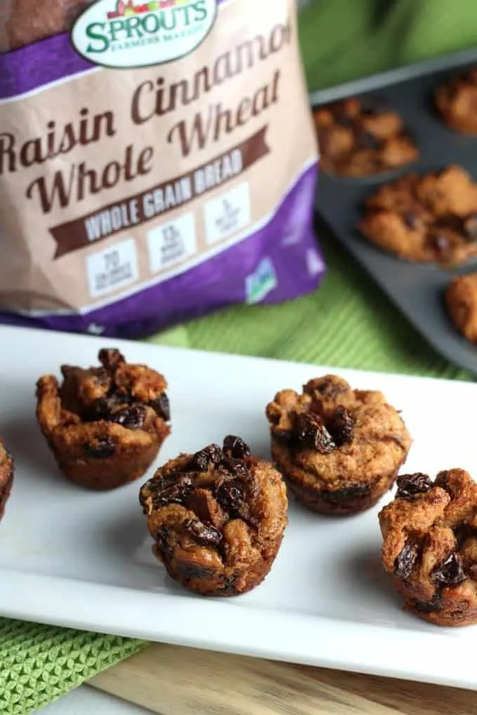 french toast raisin muffins on white platter for brunch