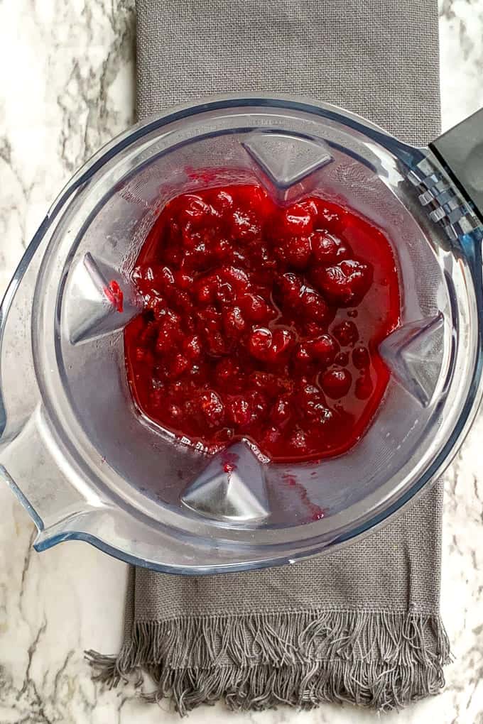 Puree the cranberries in a Vitamix to make Vitamix cranberry sauce