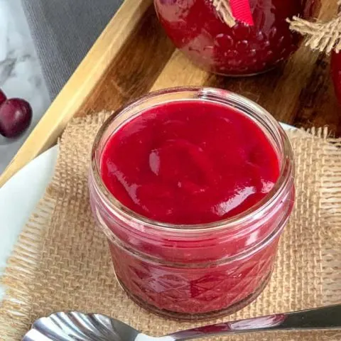 cranberry butter in small mason jar