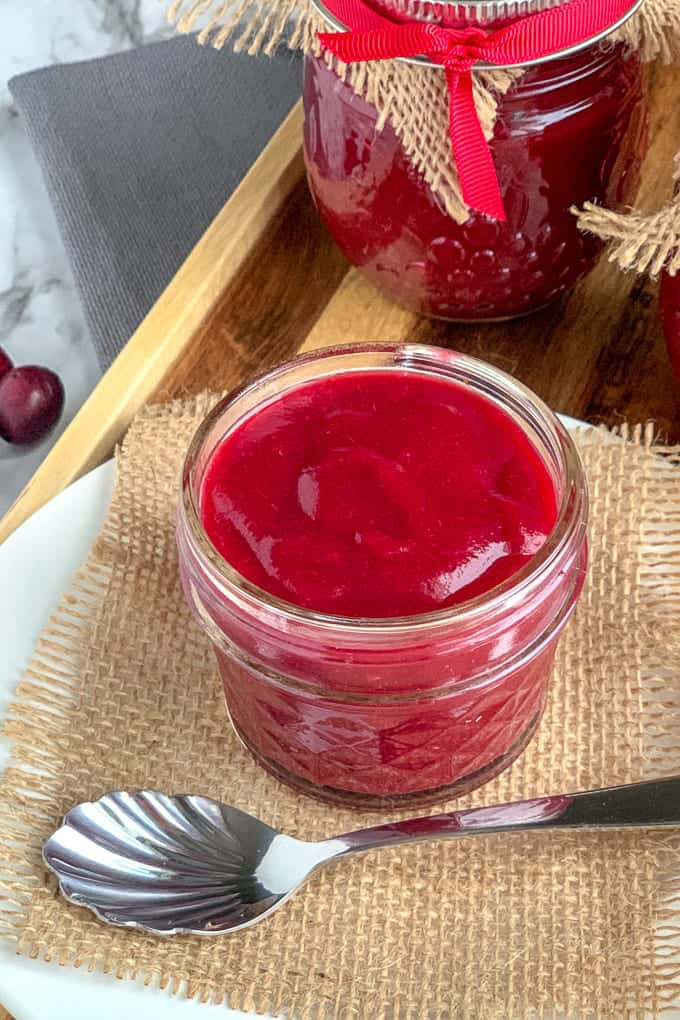 cranberry butter in small mason jar