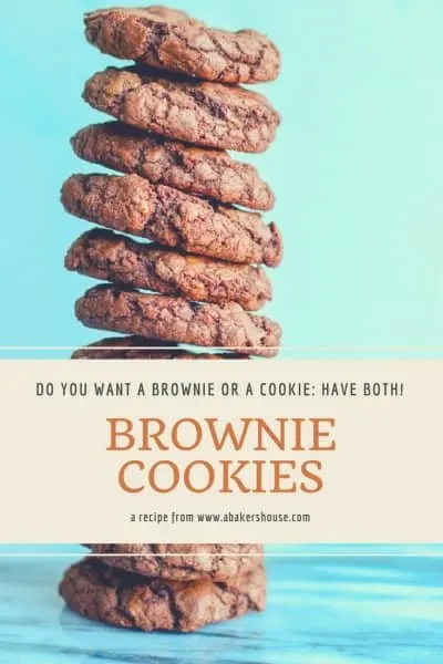 Brownie Cookies in very tall stack with blue background