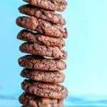 Tall stack of brownie cookies