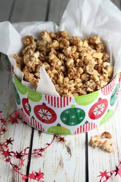 popcorn in a christmas tin