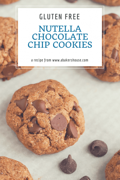 Nutella Chocolate Chip Cookies Gluten Free Cookies on white paper