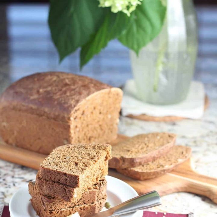 Molasses seed bread homemade bread recipe on cutting board