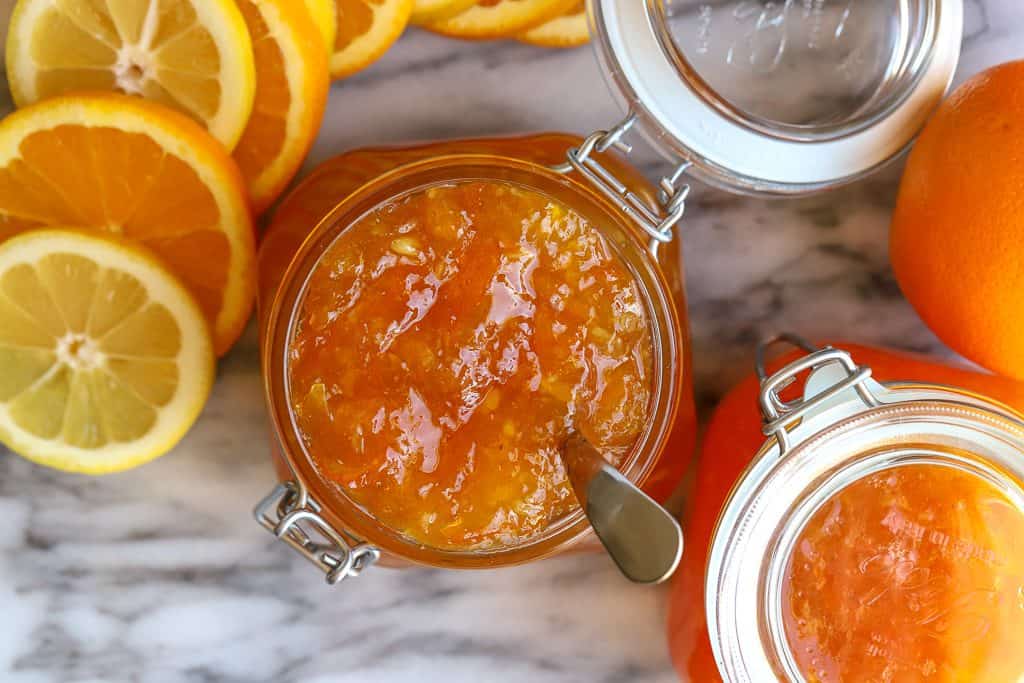 Overhead of orange lemon marmalade